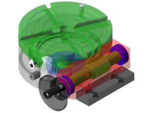 A ghost view of the rotary table drawn in SolidEdge